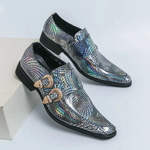 Herren Elegante Schuhe Lackleder Luxus Spitz zulaufend Slipper Flach Hochzeit Schuhe - Bild 33 von 38