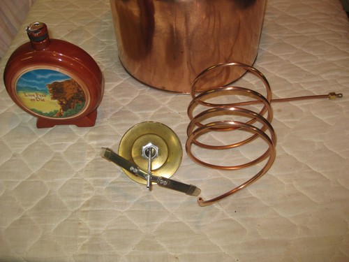 Antique 5 Gal Copper Moonshine Still w/Coil +Live Free or Die JUG- MAN CAVE MUST - Picture 11 of 12