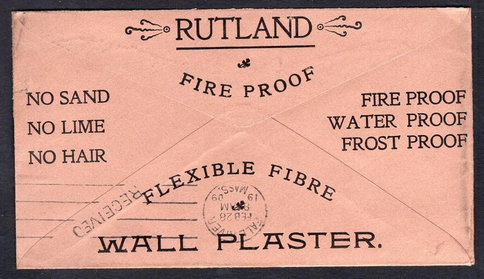 USA Rutland Vt 1909 Flag on Fire Clay Co Advertising Cover - Image 3 of 3