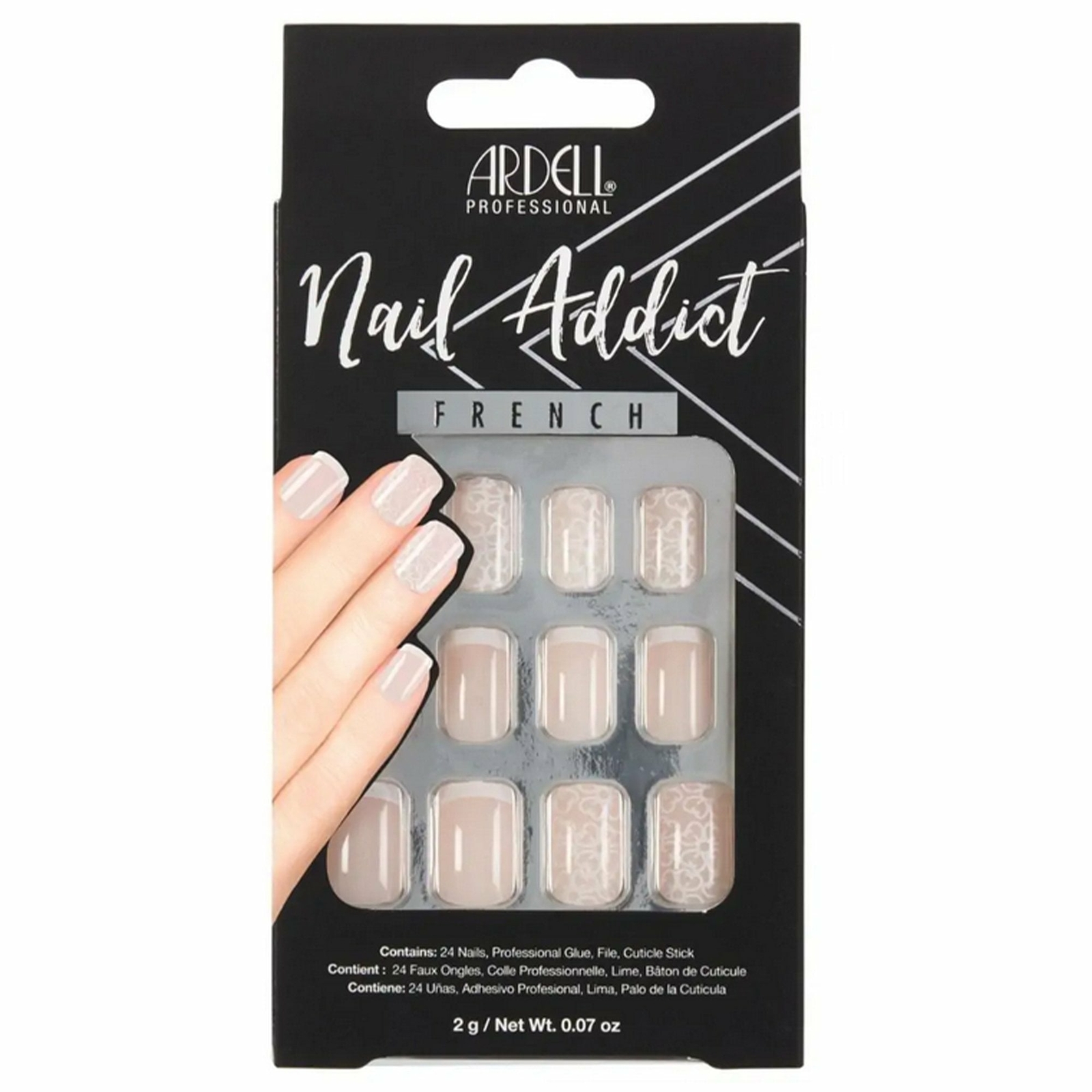Ardell Nail Addict French False Nails - French & Lace (28 Nails)(63862)