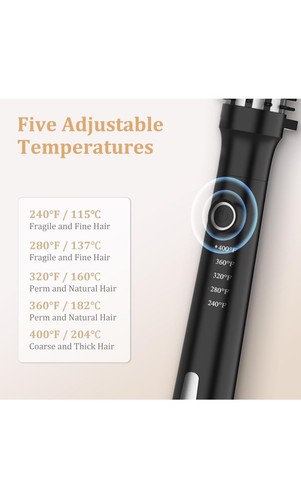 Heated Curling Brush, Ceramic Tourmaline Ionic Curling Iron Volumizing Hot Brush - Picture 2 of 7