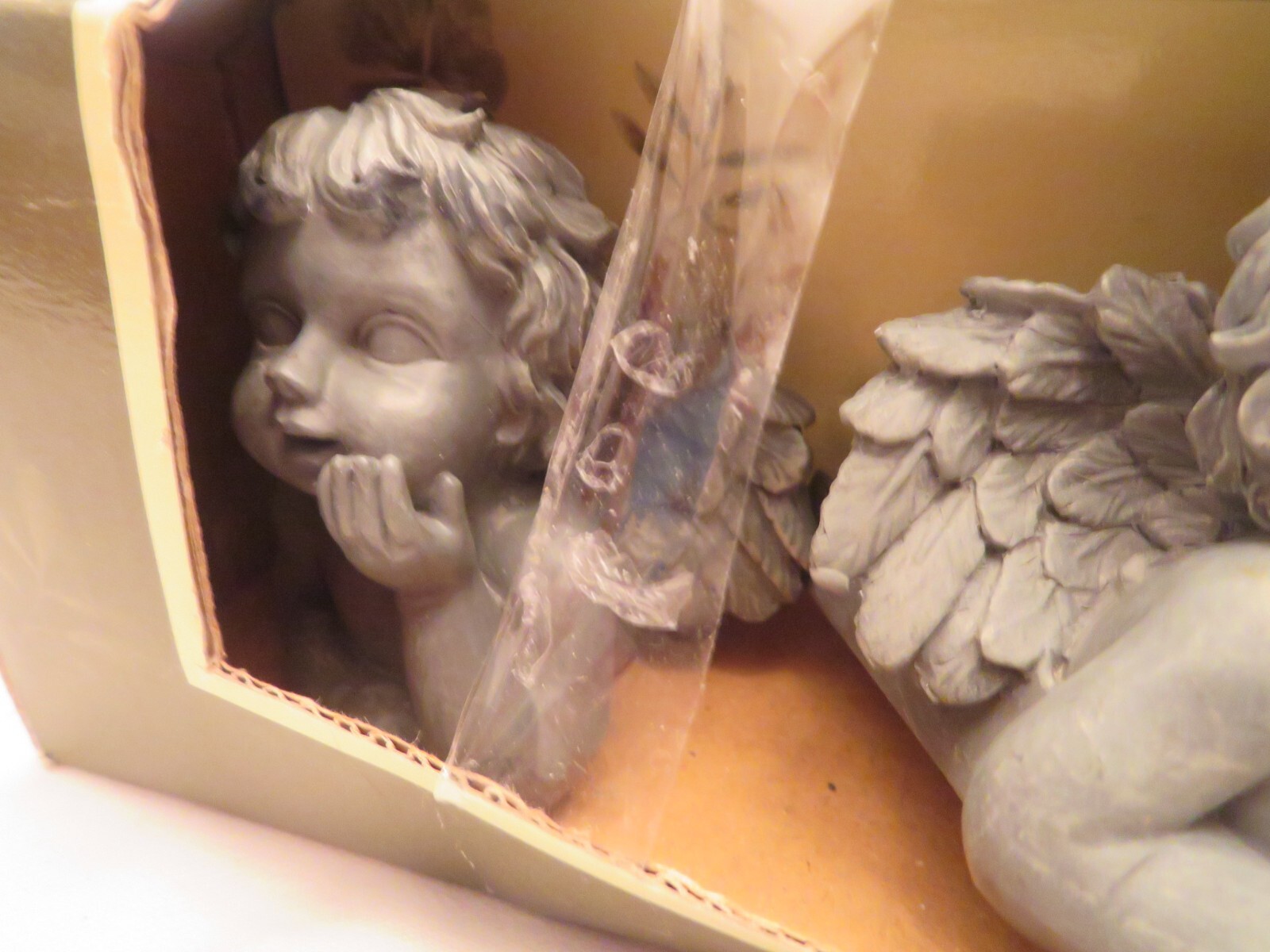 (4) Weathered Gray Resin Winged Cherub Angel Themed Plant Pot Feet eBay