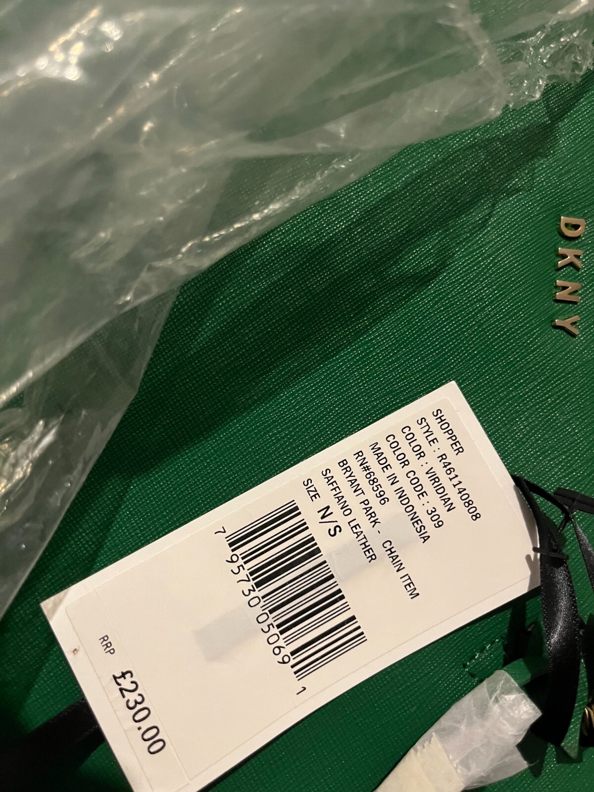 DKNY DARK GREEN SAFFIANO LEATHER SHOPPER HANDBAG BRAND NEW WITH TAGS RRP £230 image 2