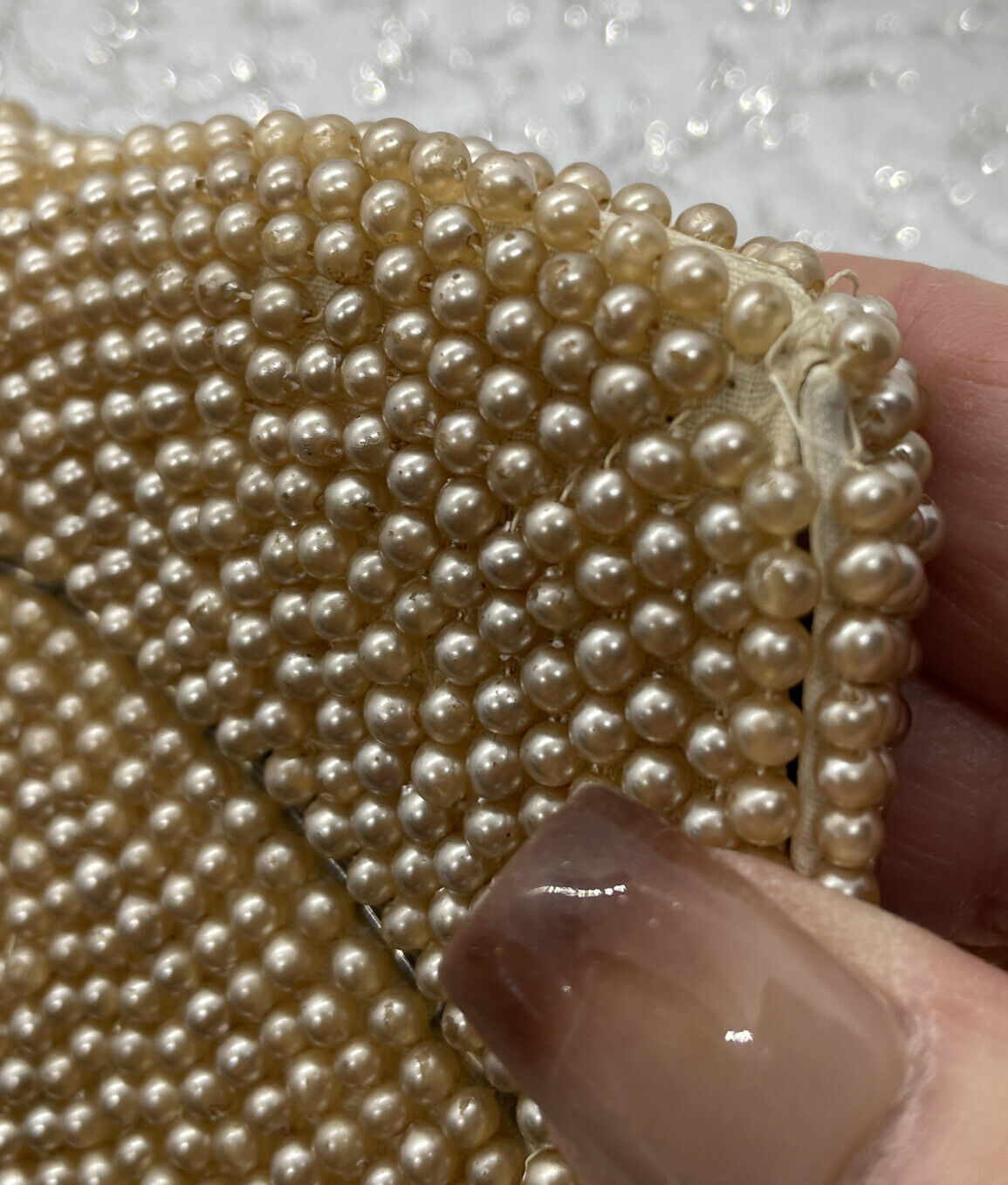 Vintage Pearl Beaded Clutch Purse Evening Hand Ba… - image 4