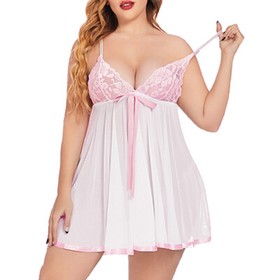 Women Sexy Lingerie Lace Babydoll Sheer Chemise Sleepwear Dress Pantie Plus Size