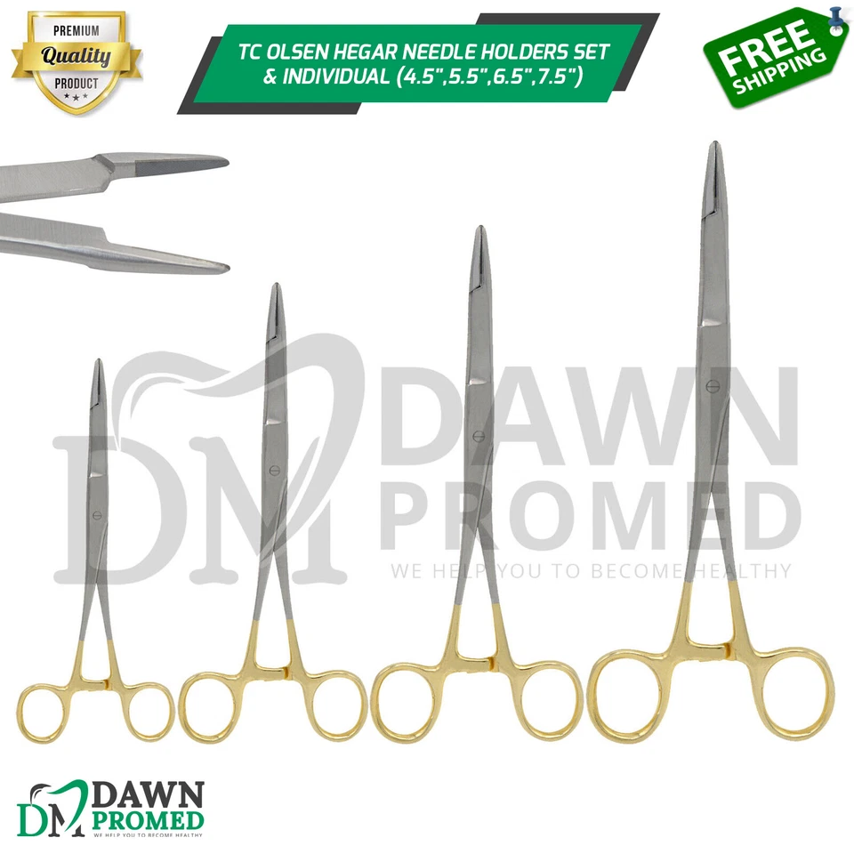 T/C Olsen Hegar Suture Needle Holder Driver Cutting Scissors Surgical German GR