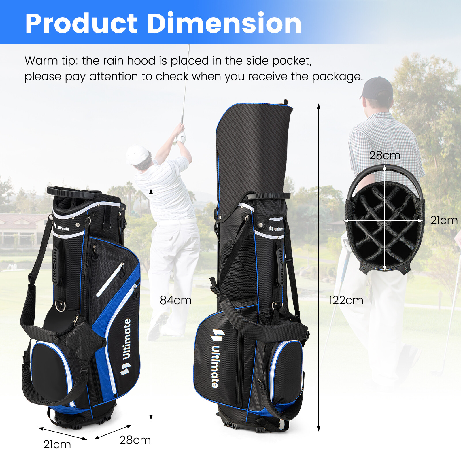Golf Stand Bag, Golf Club Bag w/ 14 Way Top Dividers, Lightweight Golf