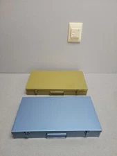 2 Vintage Metal 35mm Slide Cases - Storage Carrying Trays