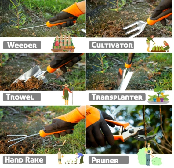 Ensemble Outils De Jardin 13 PCS En Acier Inoxydable Poignée En Caoutchouc, Sac - Photo 4/4