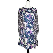 Umgee Floral Print Dress Casual Mini Dress Size M Cottage Core Prairie Ditzy