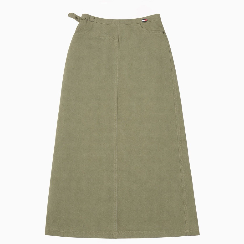Tommy Jeans Women’s Khaki Cotton Midi Maxi Skirt Size 10 Classic Casual thumbnail 2