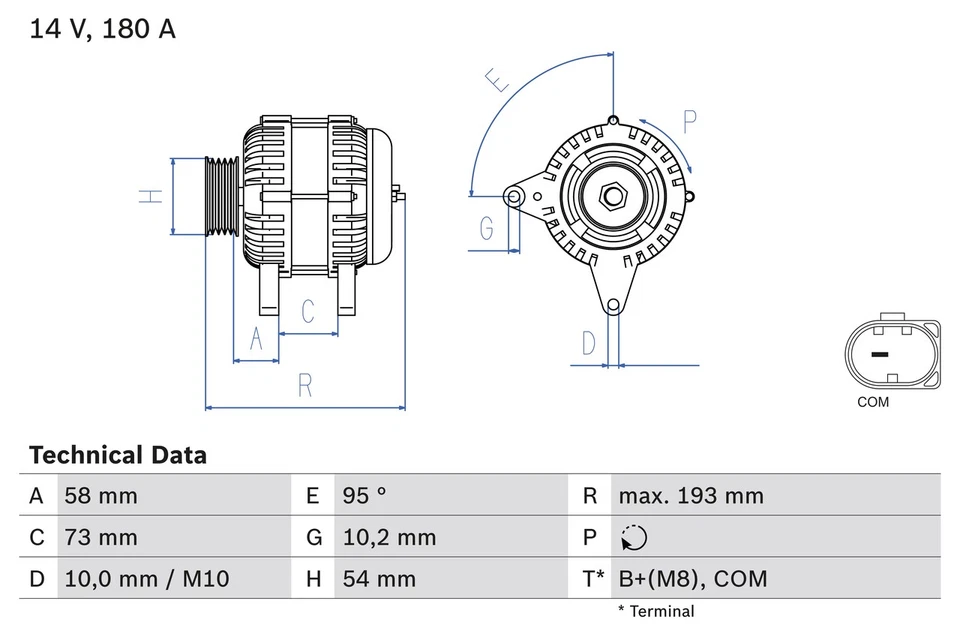 ALTERNATOR 0 986 083 330 FOR BMW 5/F11/F10/X3/SAV/F2 X1/SUV/E84 N47D20D/A 2.0L - Image 2 of 4