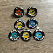Lot of 7 Vintage 1970 s Hot Wheels Redline Pins Buttons Preowned Variety