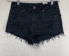 American Eagle Shorts Womens 6 Black High Waist Cutoff Distressed Festival Denim — photo 1
