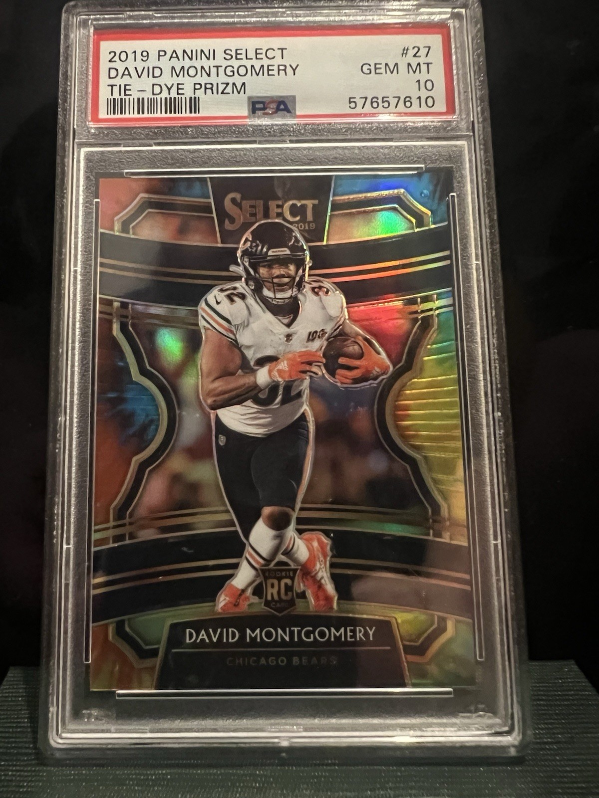 2019 Panini Select - Concourse David Montgomery #27 Tie-Dye Prizm /25 (RC)