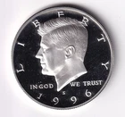 1996 S SILVER PROOF KENNEDY HALF DOLLAR  FROM SILVER PROOF SET #435