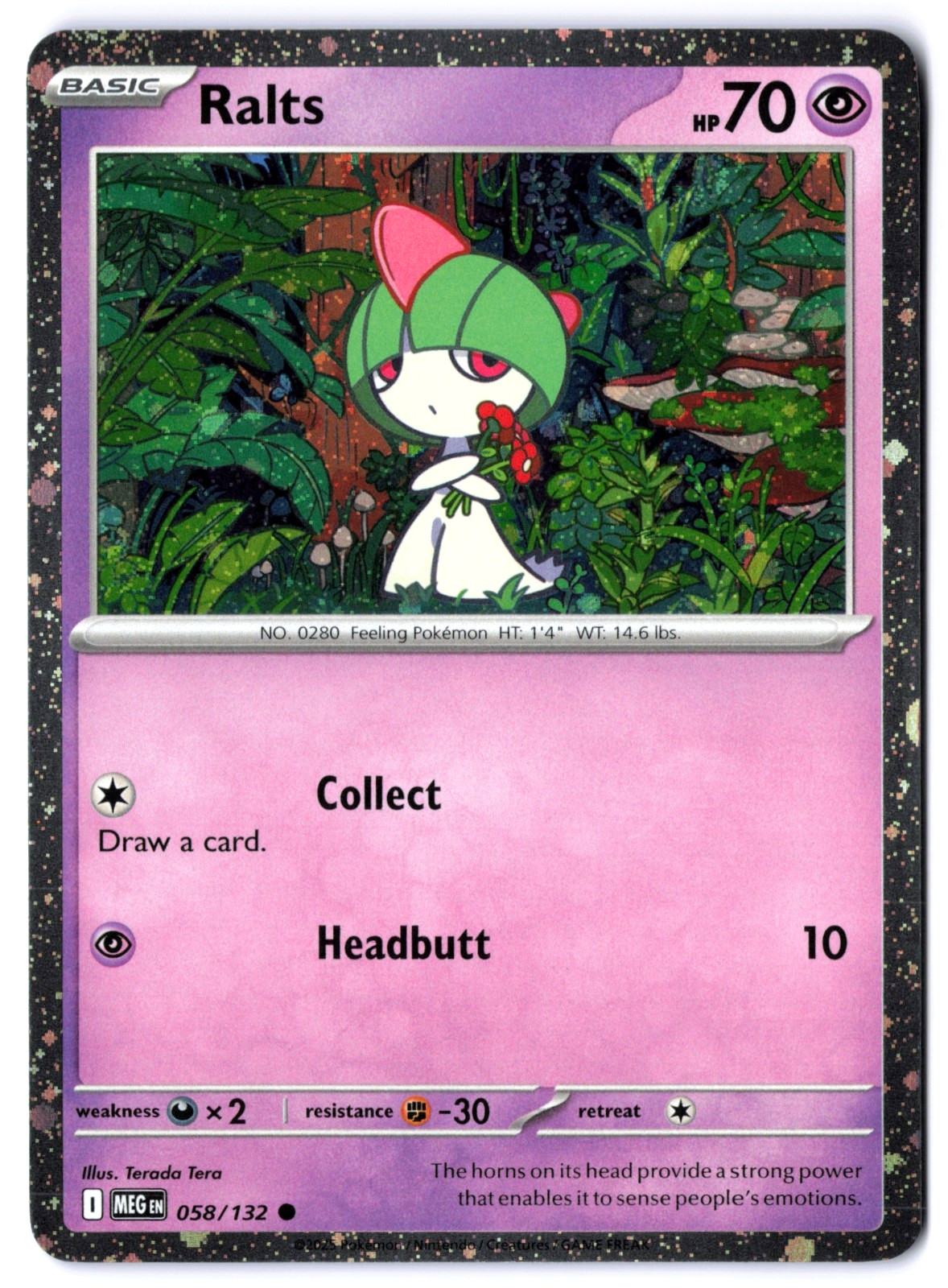 Pokémon TCG Ralts 058/132 Cosmo Holo Mega Evolutions NM