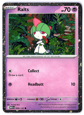 Pokémon TCG Ralts 058/132 Cosmo Holo Mega Evolutions NM