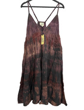 Jaded Gypsy Tie Dye Tiered Racerback Mini Dress Tunic Pockets L/XL New