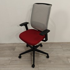 Steelcase Reply Operator Chair, Adjustable, Lumbar Support, Grey / Red, Swive...
