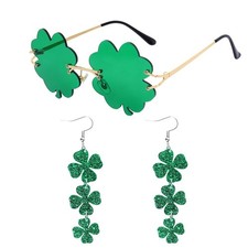 St. Patrick's Day Accessories Irish Shamrock Acrylic Dangle Earrings Green