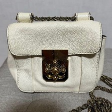 Autentica borsa a tracolla Chloe Elsie Turnlock in pelle con doppia catena beige