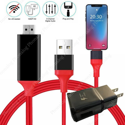 HDMI Mirroring AV Cable Phone to TV HDTV Adapter 1080P for iPhone 14 13 12 11 XR
