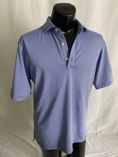 Turtleson Shirt Men s Large Blue Stripe Short Sleeve Performance Golf Polo EUC