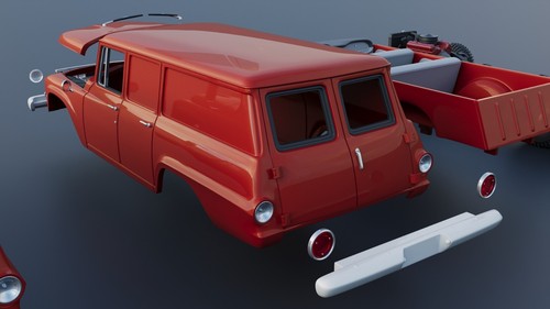 ABS-LIKE RESIN 3D PRINTED 1/25 1964 INTERNATIONAL TRAVELALL PANEL 4X4 FULL KIT - Picture 7 of 11
