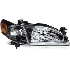 Headlight Assembly Toyota Corolla 1998-2000 Clear Lens Black Housing Amber Pair