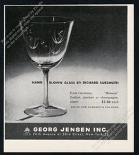 1956 Richard Sussmuth hand blown glass Mimosa Goblet photo Georg Jensen vtg ad