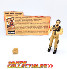 Near COMPLETE 1984 GI Joe ARAH CLUTCH v2 VAMP Mark II DRIVER, FILE CARD Backpack