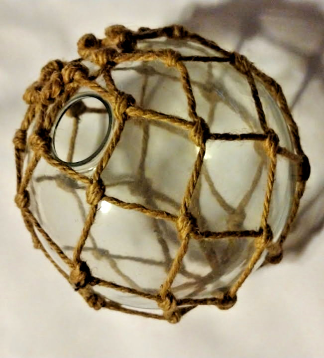 6" Hand Blown Clear Glass Fish Net Float Buoy Reproduction Nautical Decor B2