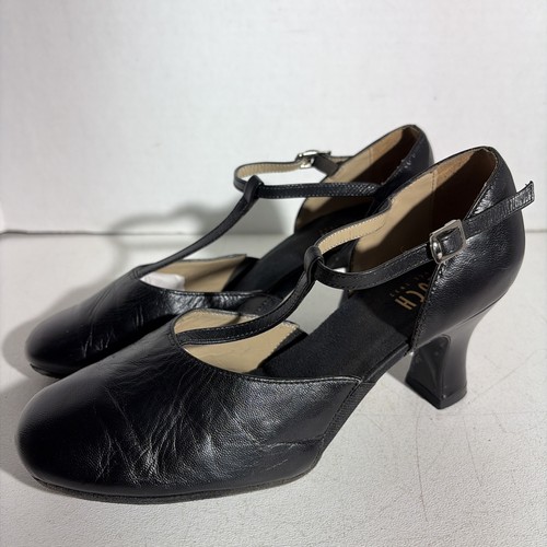 Bloch Black Splitflex T-Strap Character Ballroom Dance Shoes Womens Size 9 B