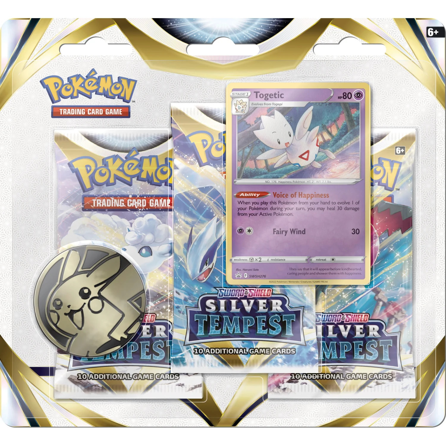 Pokemon TCG Меч и щит - 3 бустера Silver Tempest монеты и Togetic Pro 7990₽