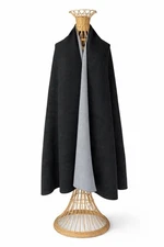 Oversized Reversible Wool Wrap Shawl Gray Black 105 x 24 Minimalist