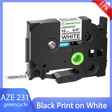 1PK TZ-231 AZe-231 Black on White 1/2" Label Tape Compatible For Brother PT-H300