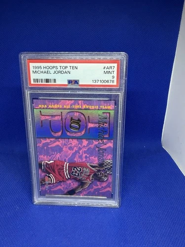 1995 Hoops Top Ten 10 Michael Jordan All-Time Rookie Team Card #AR7 PSA 9 Mint