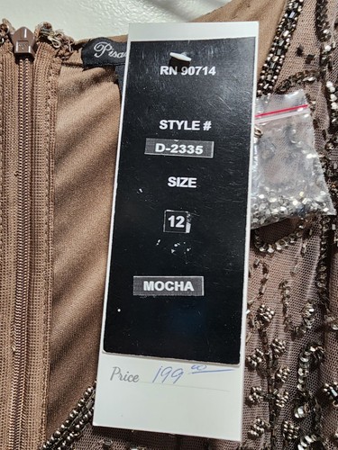 NWT Nordstrom Pisarro Nights Beaded V Neck Cocktail Midi Dress Brown Sz 12 Party - Picture 14 of 24