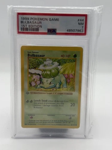 Pokémon TCG Bulbasaur Base Set Shadowless 1st Edition PSA 7 44/102 English