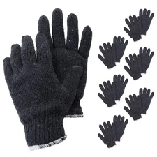 12 pcs Gray Cotton String Knit Gloves 10" Medium /w Elastic Knit Wrist