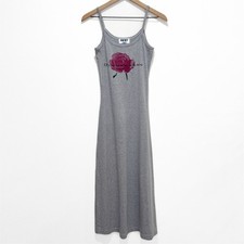 Vtg Y2K Donna Karan Dress Womens Small Maxi Rose Graphic 90s DKNY Festival