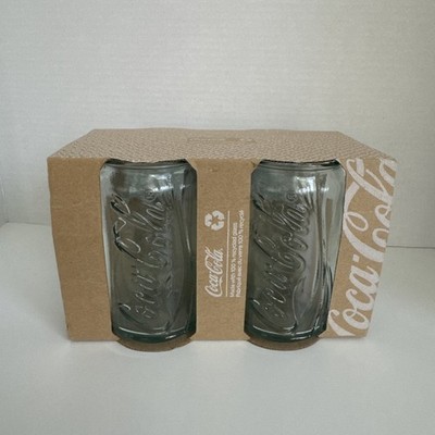 Coca-Cola Glasses Set of 4 | 12 oz Clear Recycled Glass | Embossed Logo | NEW