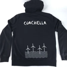 Coachella Music Festival Sweater Jacket Mens XL Extra Large Black Windmill 2017