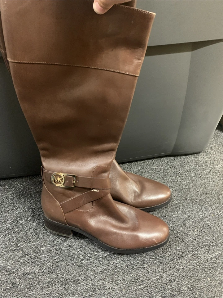 Botas de montar Michael Kors de cuero marrón para mujer talla 8 M Foto 2 de 4