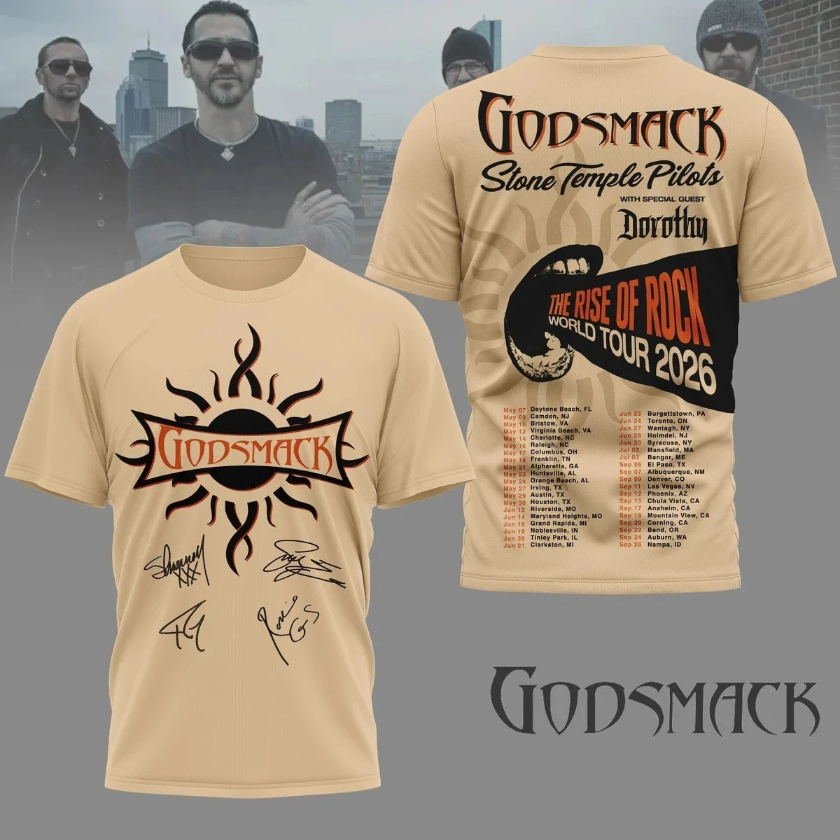 Godsmack Stone Temple Pilots Tour Shirt 2026 The Rise of Rock
