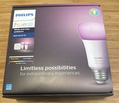 Philips Hue A19 2-Pack LED Starter Kit Bridge HomeKit ZigBee White Color
