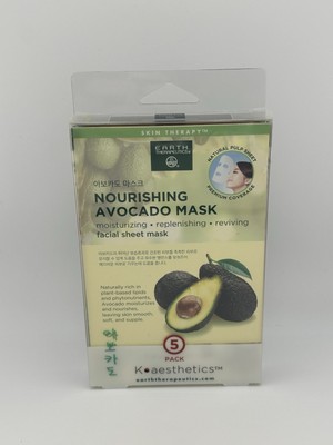 EARTH THERAPEUTICS Nourishing Avocado Facial Sheet Mask - 5 Pack Skin Therapy