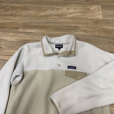 Patagonia Synchilla Snap-T Fleece Pullover Sweater Womens L Two Tone Beige