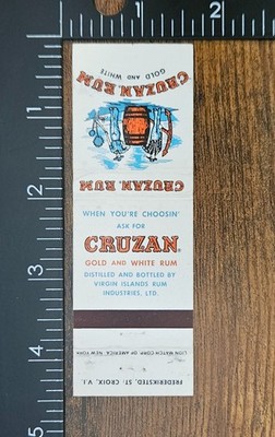 Cruzan Gold & White Rum Virgin Islands St. Croix Vintage Collectible Matchbook